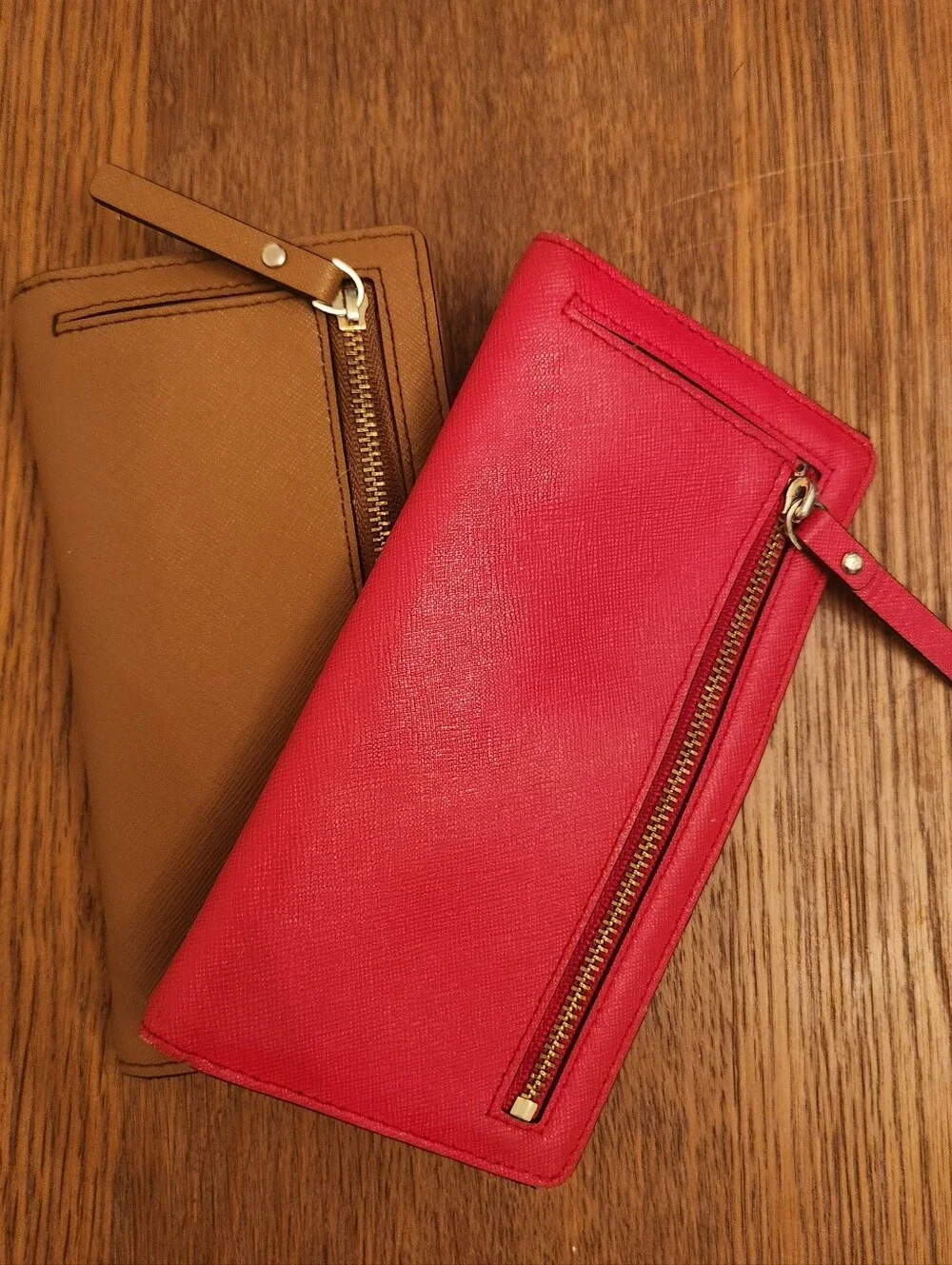 kate spade TWO Saffiano Leather Wallet - Red and Tan Great Condition!!!